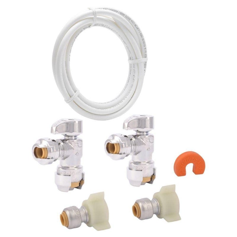 SharkBite Faucet Connection Kit with Angle Stops, Push to Connect Brass Plumbing Fittings, PEX Pipe, Copper, CPVC, PE-RT, 25087 - Image 1